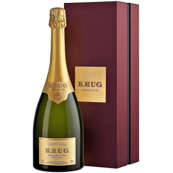 Krug Grande Cuvée champagne bottle and gift box