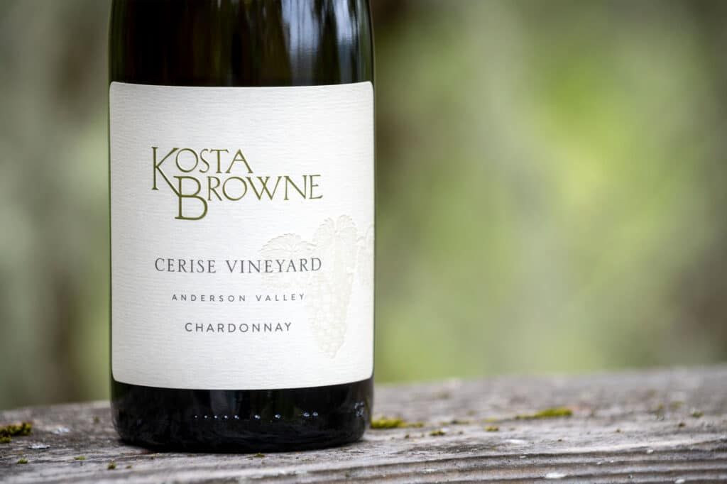 A bottle of Kosta Browne Cerise Vineyard Chardonnay.