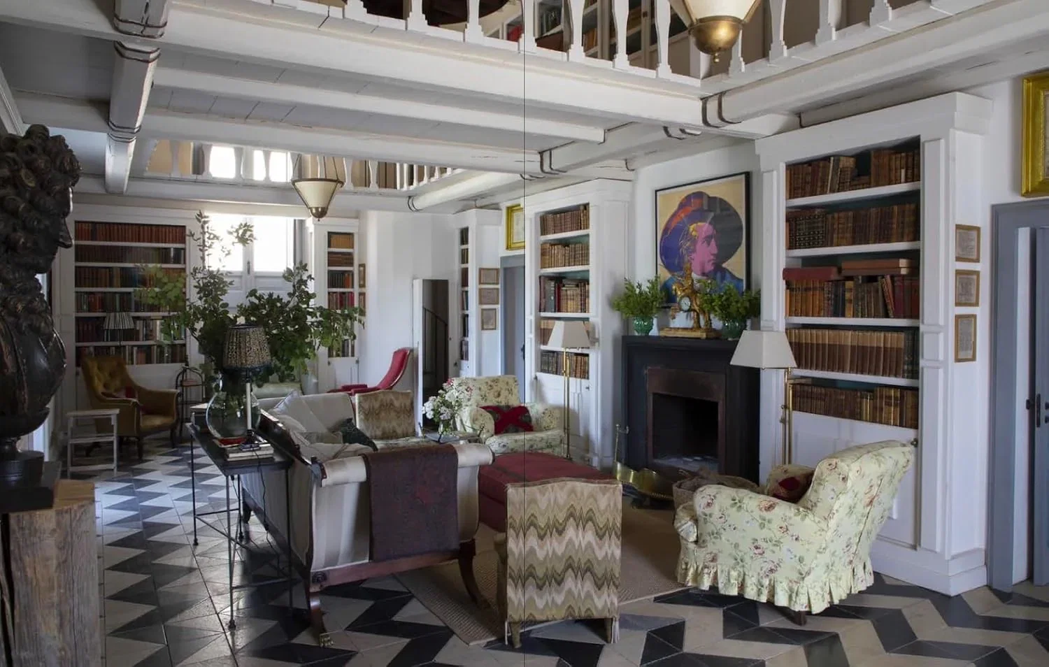 5. Etna, Sicily, Italy, features a distinctive black and white chevron floor pattern.