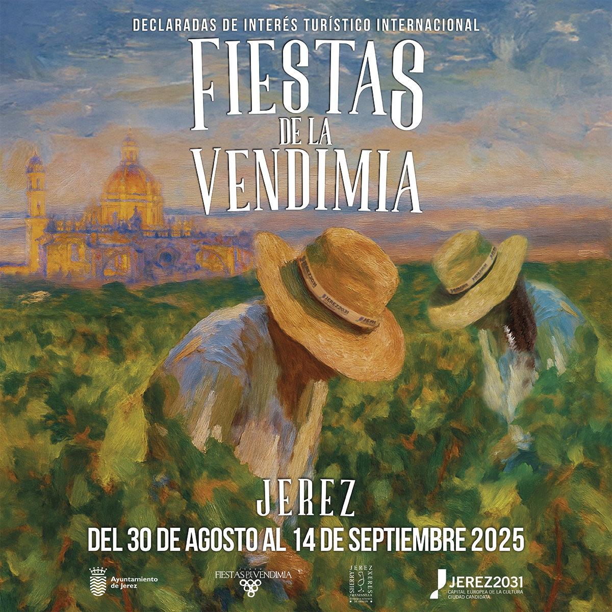 4. Grape Harvest Festival (Jerez de la Frontera, Spain), featuring two figures wearing traditional straw hats.
