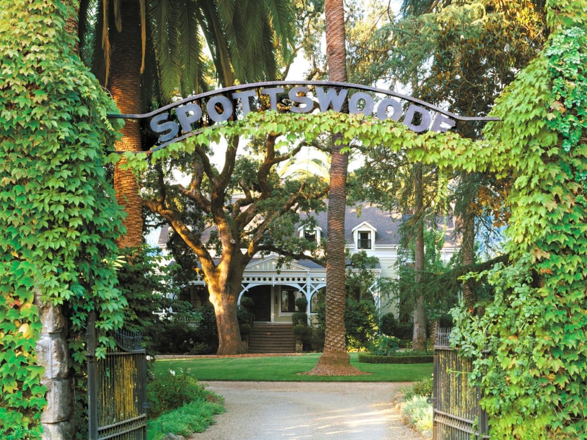 Spottswoode Estate Winery: The iconic entrance to St. Helena's certified-organic estate vineyard.