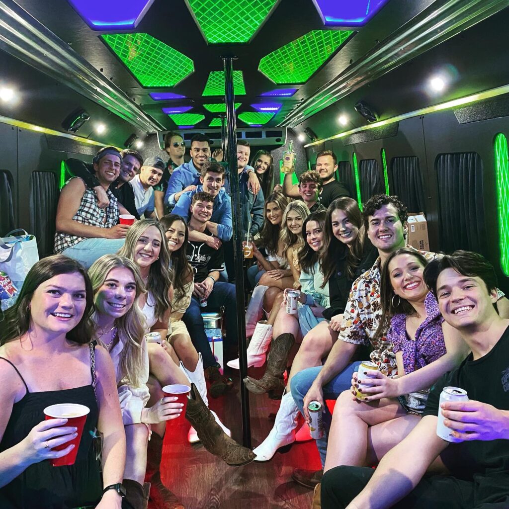 Bar-Hopping Routes by Neighborhood, illuminated by vibrant neon green and blue lights.
