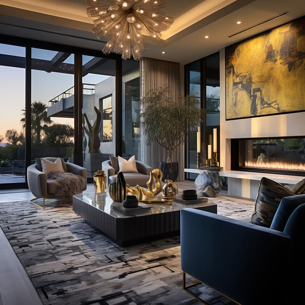 Exclusivity and Atmosphere is illuminated by a dazzling, intricate chandelier overhead.