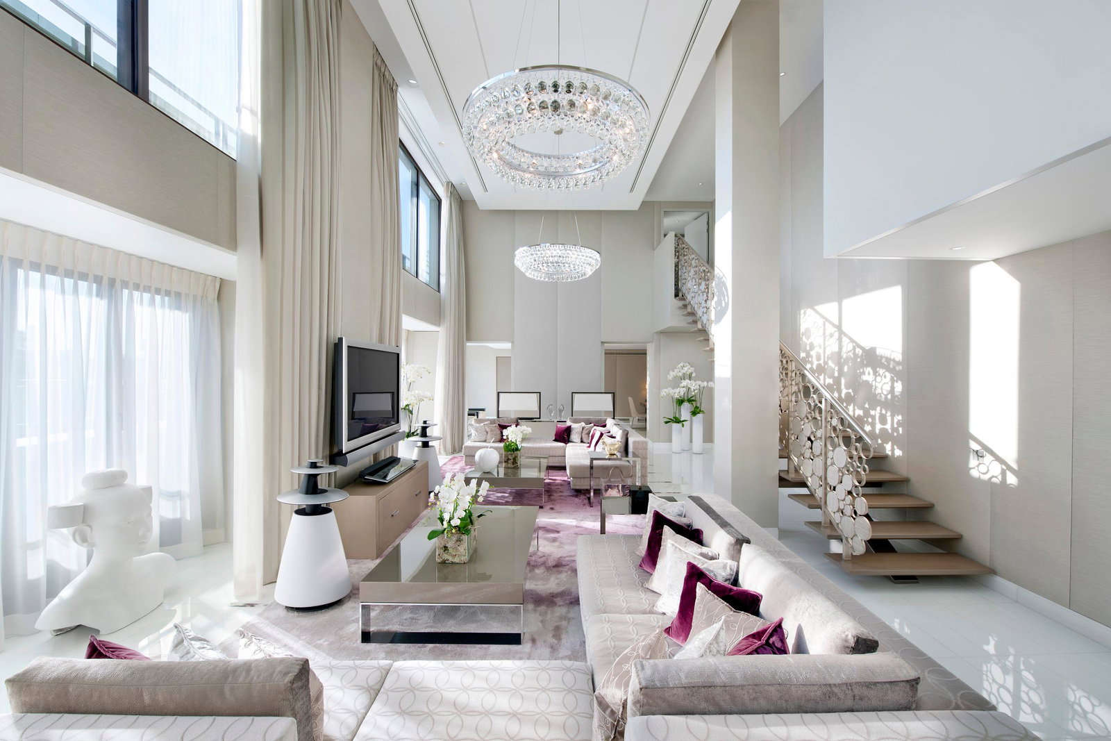 6. Mandarin Oriental, Paris features an intricate, circular-patterned railing on its elegant staircase.