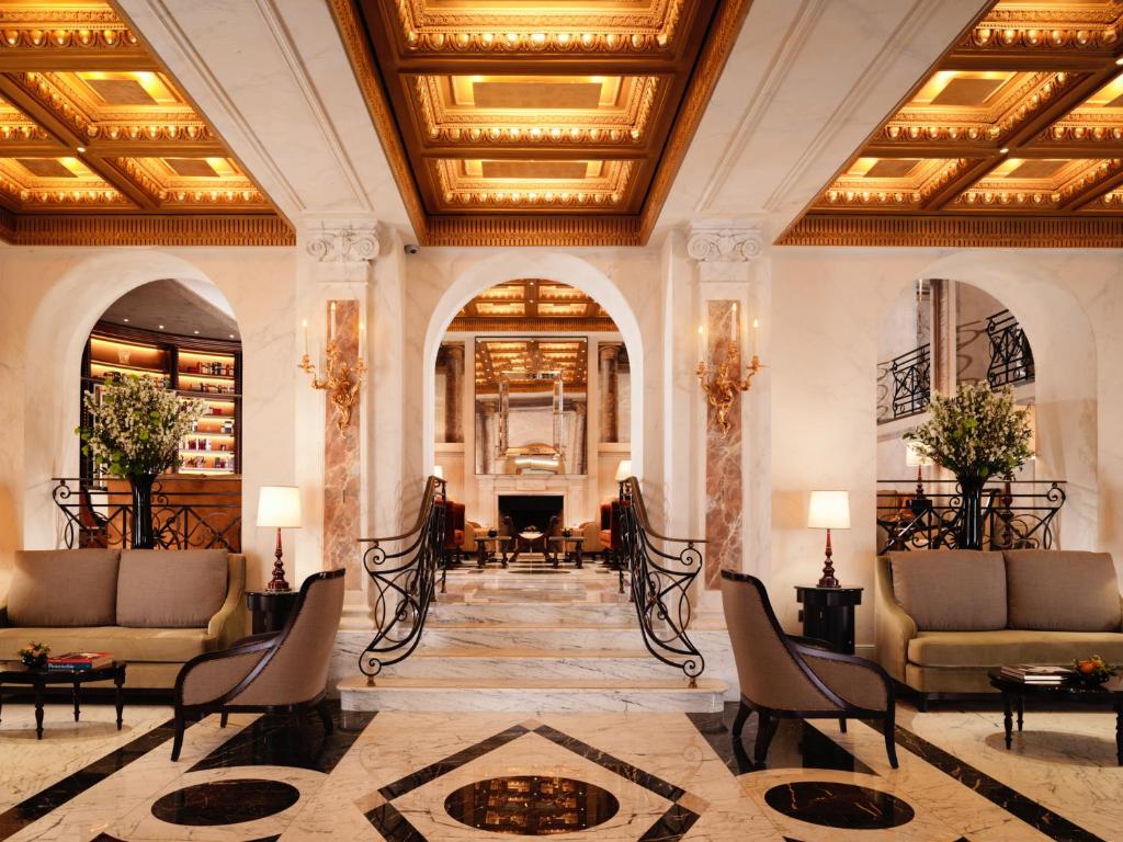 3. Hotel Eden (Dorchester Collection) features stunning ornate gold coffered ceilings.