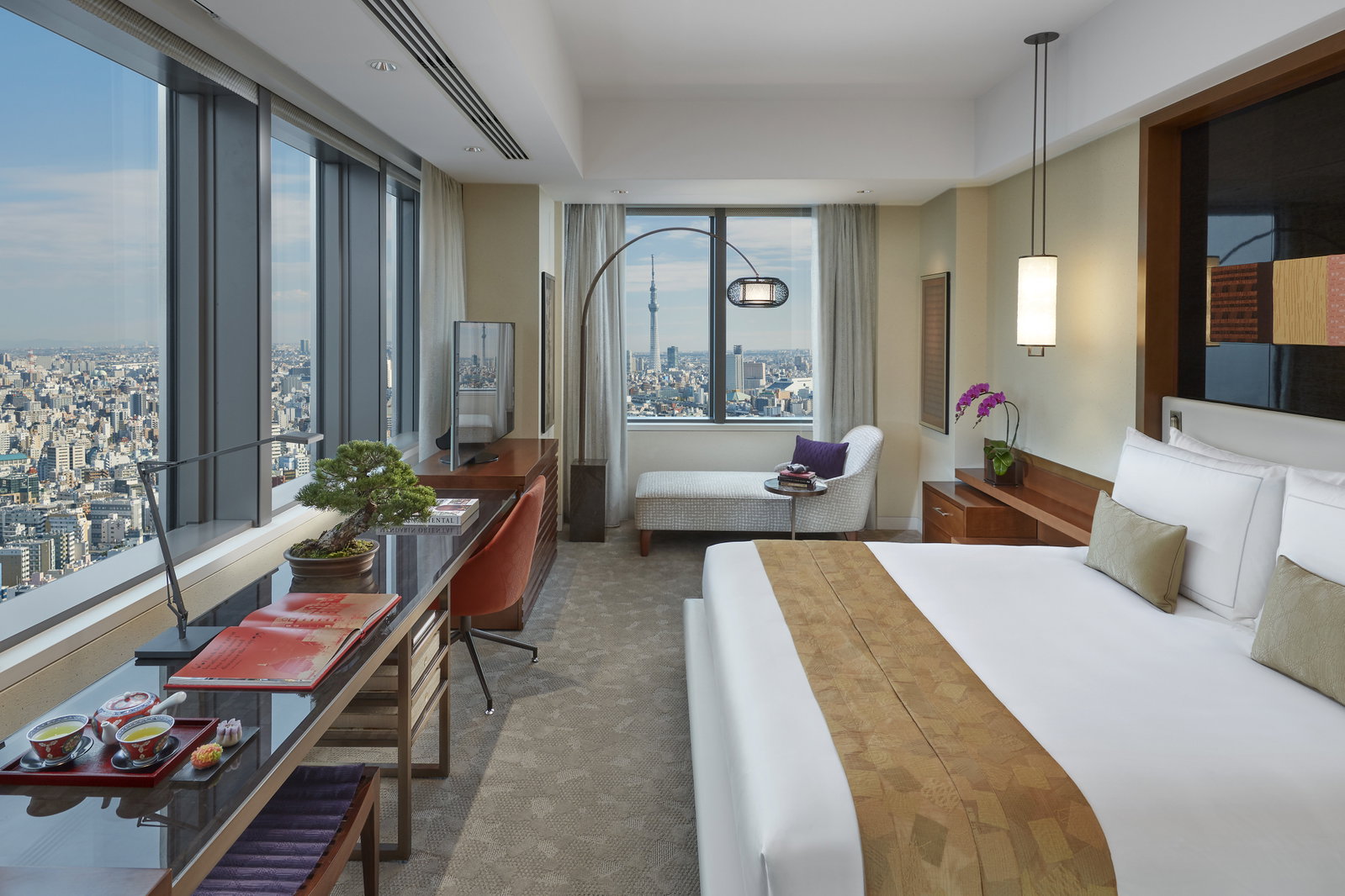 4. Mandarin Oriental, Tokyo, with a traditional tea set awaiting on the desk.