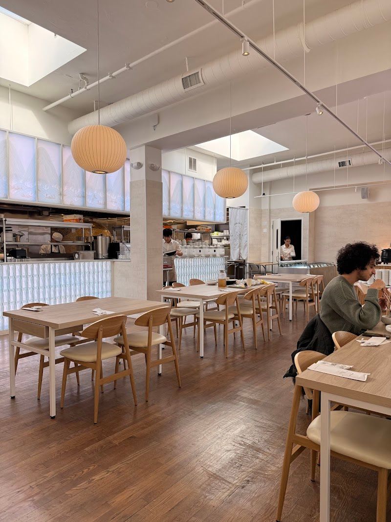 Sanbada (Allston) features a luminous glass block counter in its bright, open kitchen.