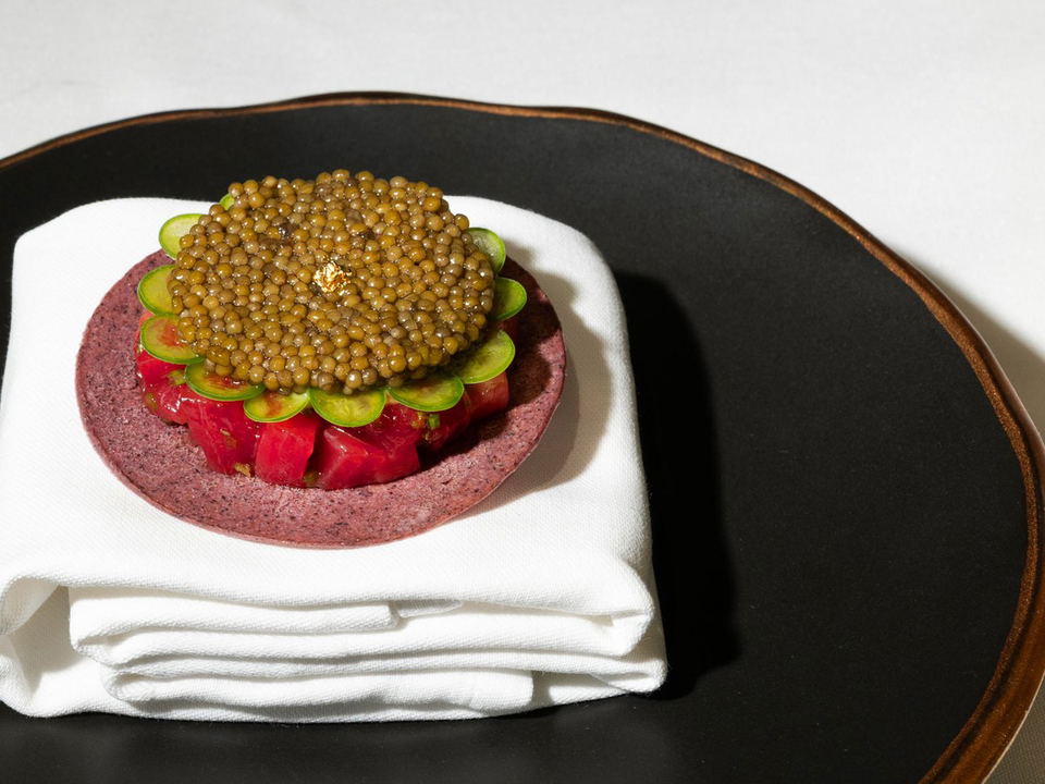 Californios' tasting menu dish showcases Mexican ingredients and fine dining technique.