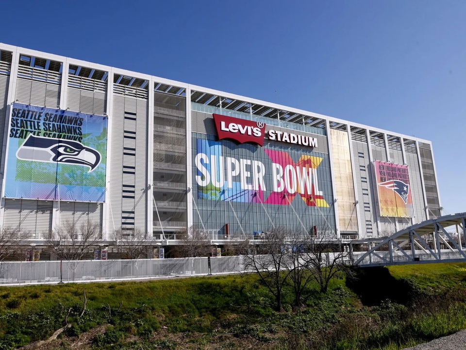 Exterior view of Levi's Stadium in Santa Clara, California, the host venue for Super Bowl LX