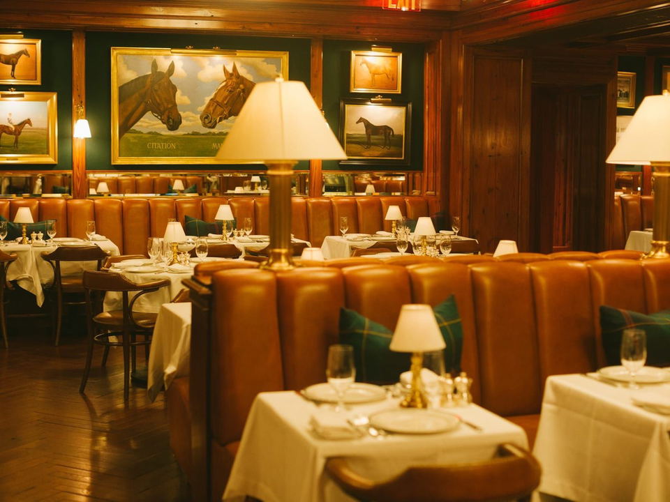 The Polo Bar's equestrian-themed dining room, ready for a busy night.