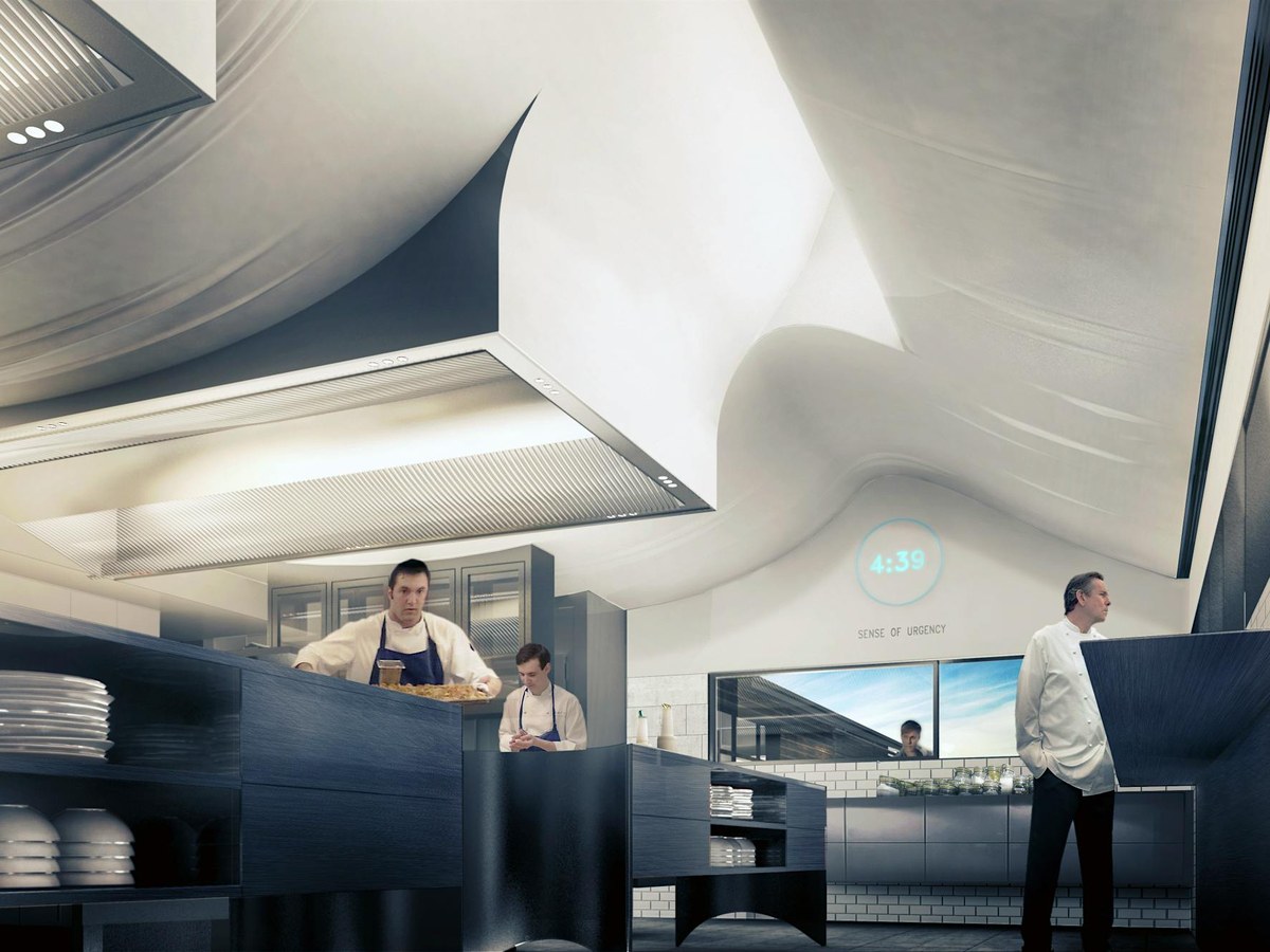 Architectural concept rendering of the new French Laundry kitchen interior: 4:39, SENSE OF URGENCY.
