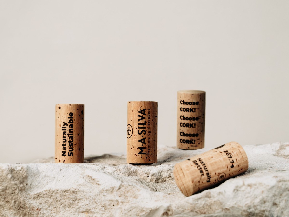 Generic wine corks with sustainability branding, relevant to Château Vignelaure's practices.