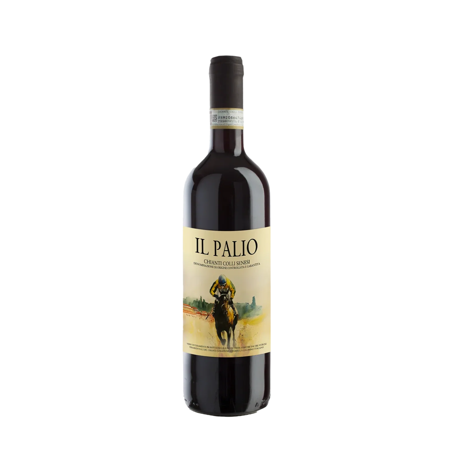 Il Palio (Chianti Colli Senesi) features a label depicting a jockey on a horse.