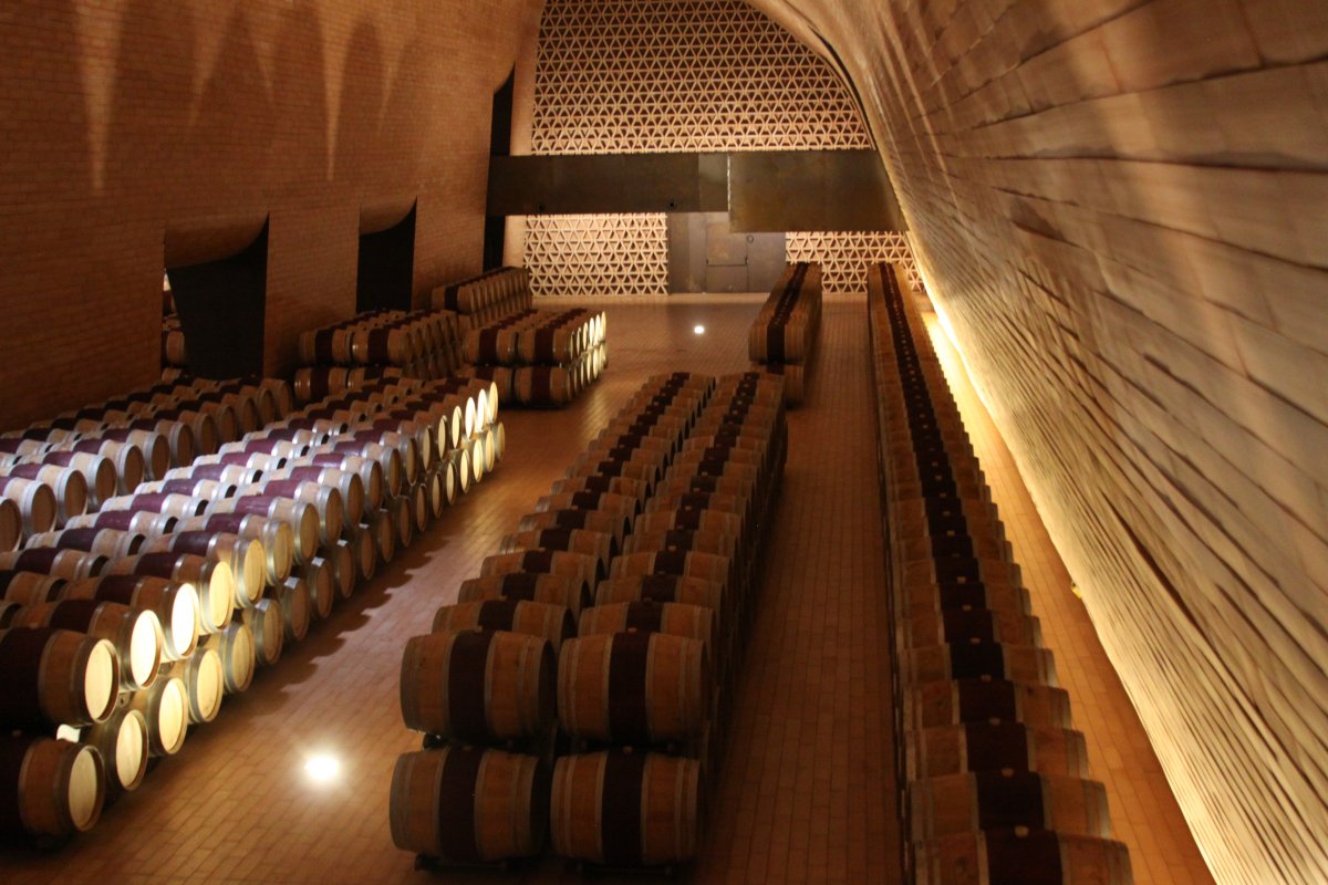 What’s Next for Non-Classico Chianti, with many orderly rows of aging barrels.