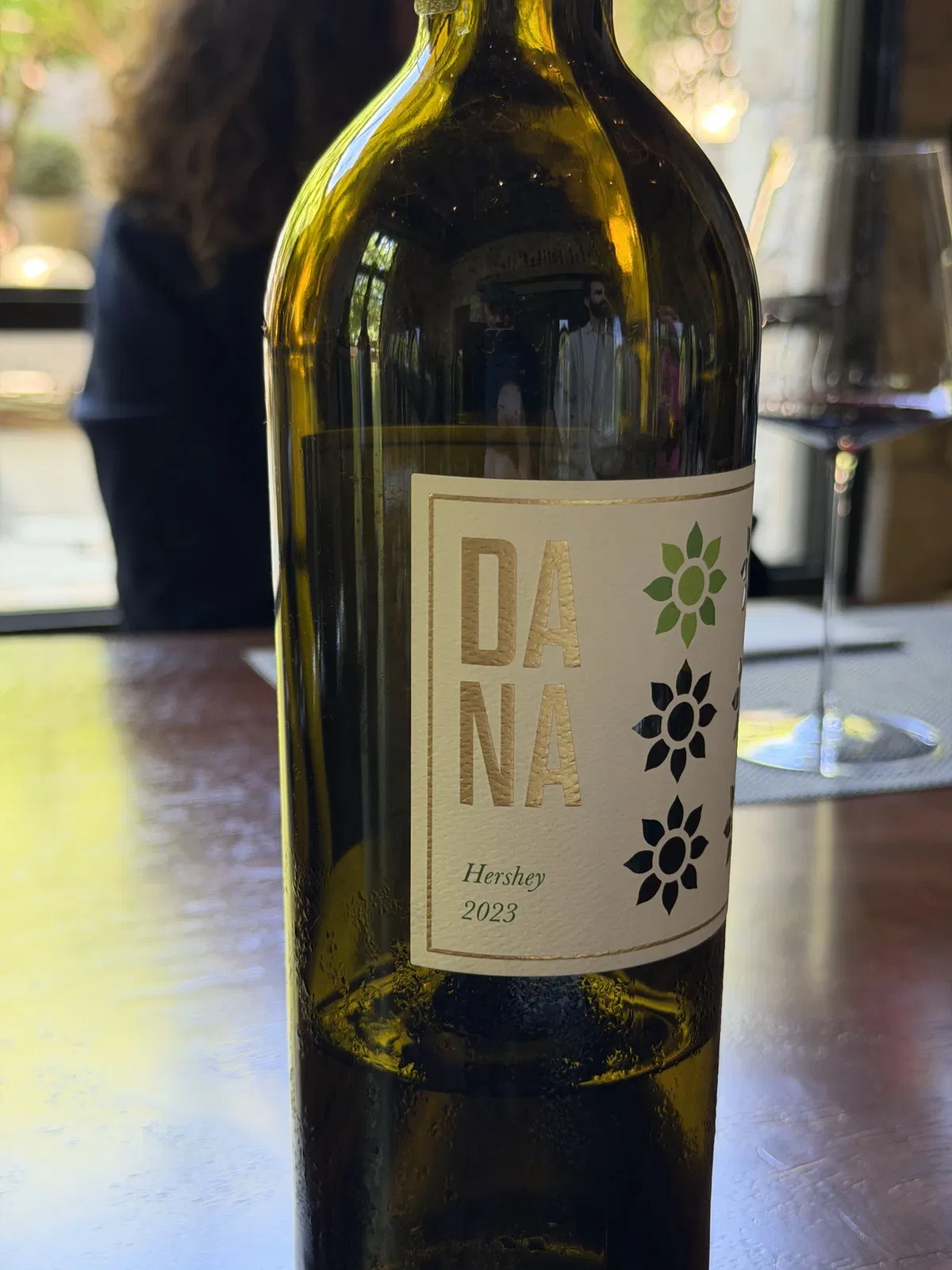 Bottle of Dana Estates Hershey Vineyard Sauvignon Blanc on the private tasting table