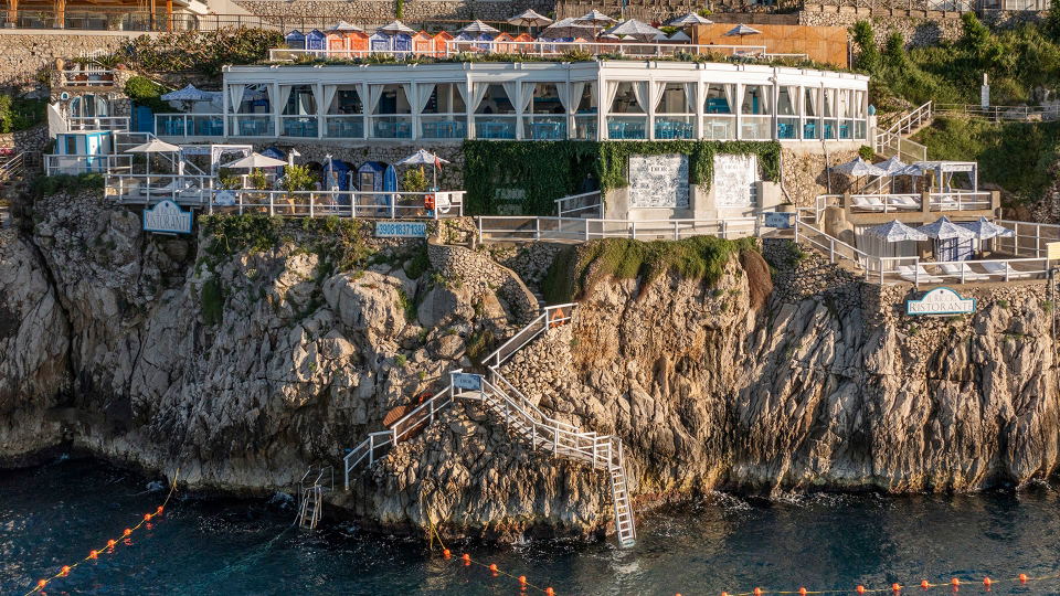 a-Ma-Re Capri's cliffside terraces offer stunning views of the Tyrrhenian Sea.