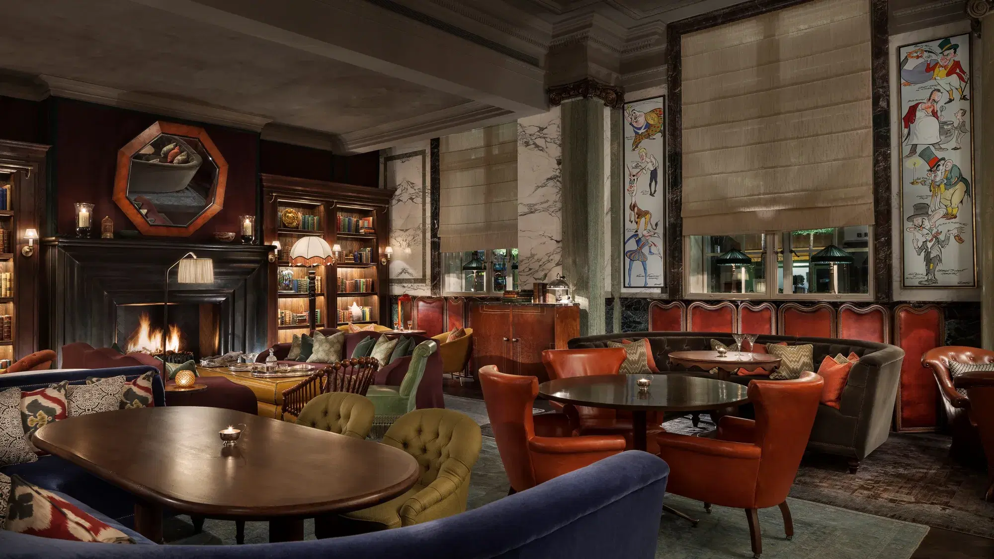 Drinking cocktails at Scarfes Bar in London