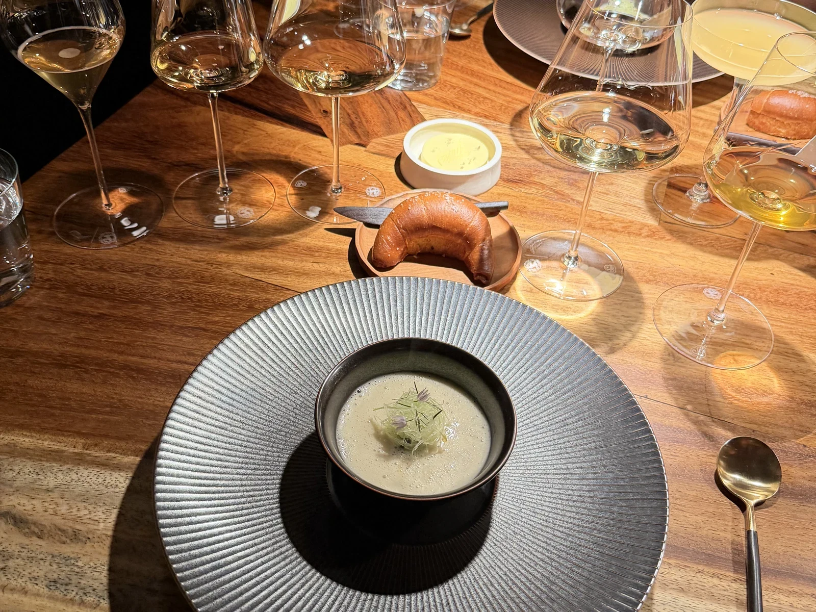 Chawanmushi with caviar white asparagus and aged pork at Enclos