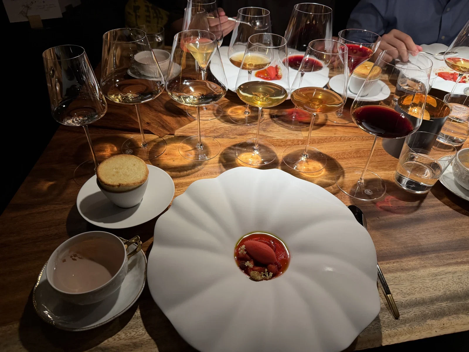 Sheep milk yogurt souffle with Sonoma strawberries and sorbet at Enclos