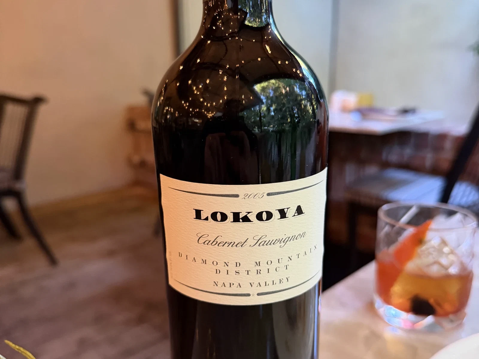 Bottle of 2005 Lokoya Diamond Mountain District Cabernet Sauvignon at Harvest Table
