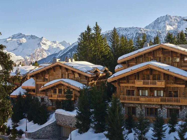 Les Airelles Courchevel's luxury alpine chalets nestle in the snow-covered mountains of Courchevel 1850.