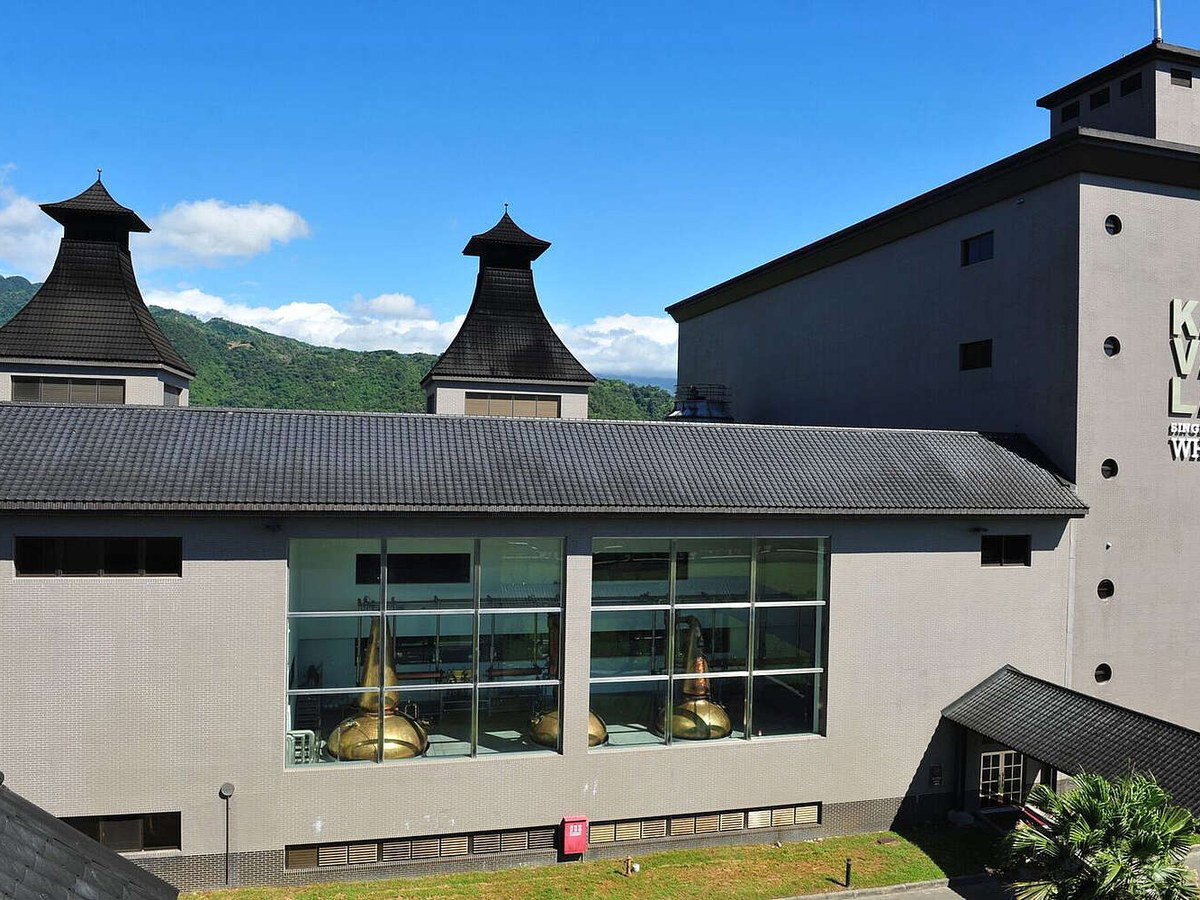 Kavalan Distillery: Taiwan's renowned whisky producer showcases its distinctive pagoda-style towers and copper pot stills.