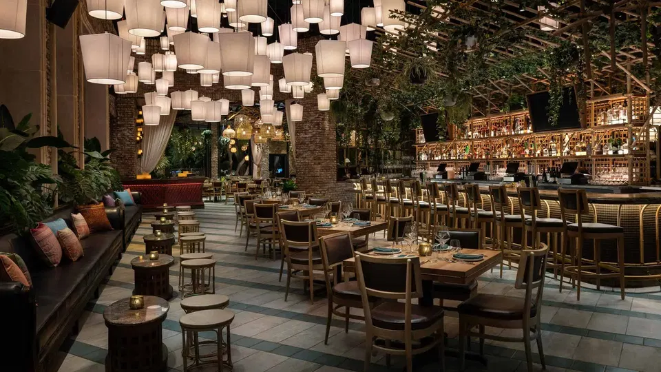 The dining room at Lotus of Siam, the Las Vegas Thai restaurant whose 2011 James Beard Best Chef: Southwest win set the benchmark Thompson matched 15 years later.