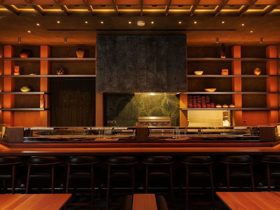 The 14-seat sushi counter at Uchi Washington DC, ready for an evening of exquisite dining.