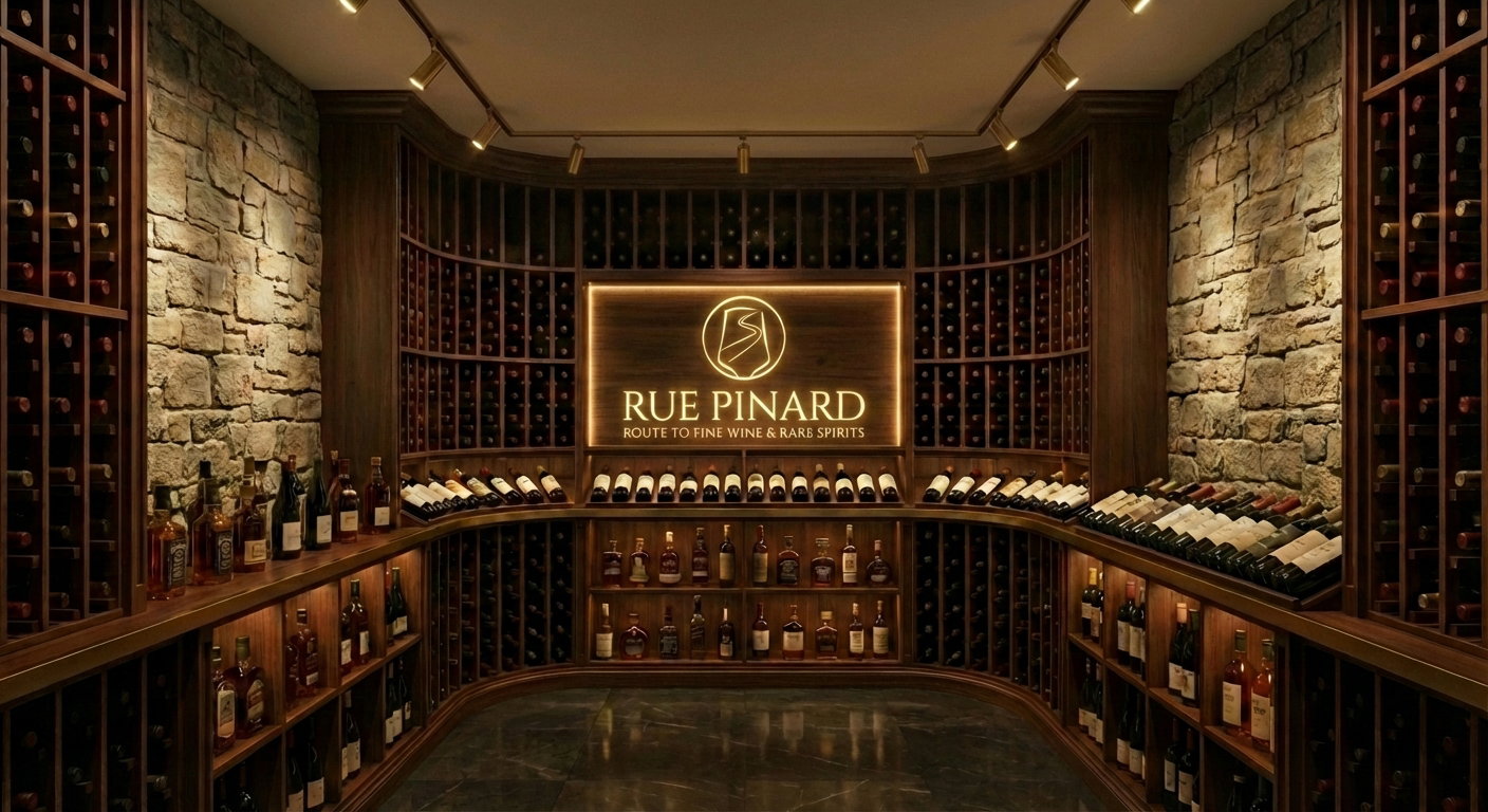 Domaine Roulot features a grand cellar with textured stone walls and extensive wooden wine racks.