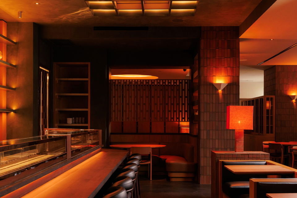 Uchi's 14-seat sushi counter runs the length of the downtown dining room.