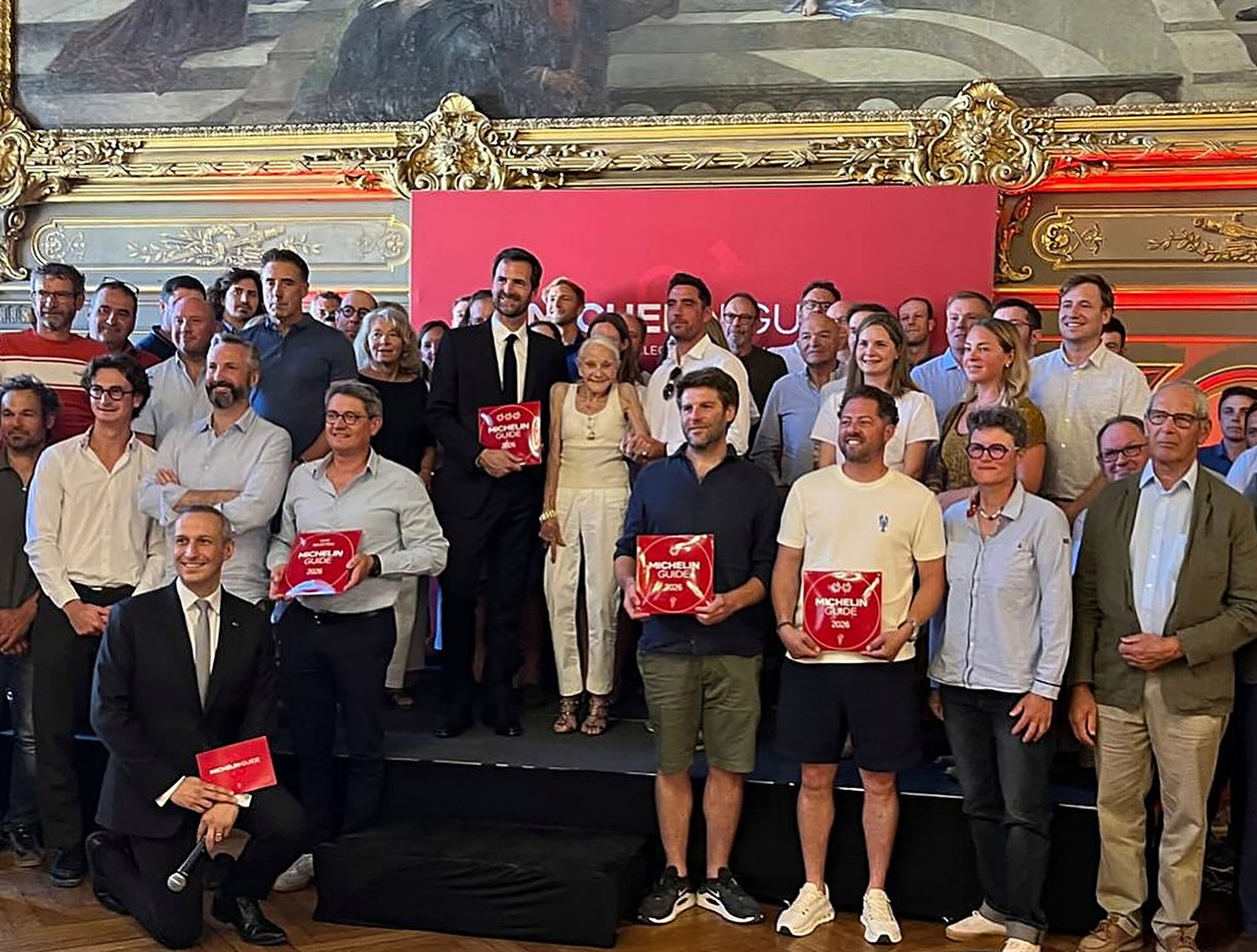 Growers from across the 2026 MICHELIN Grape Selection on stage at the Palace of the Dukes of Burgundy in Dijon.