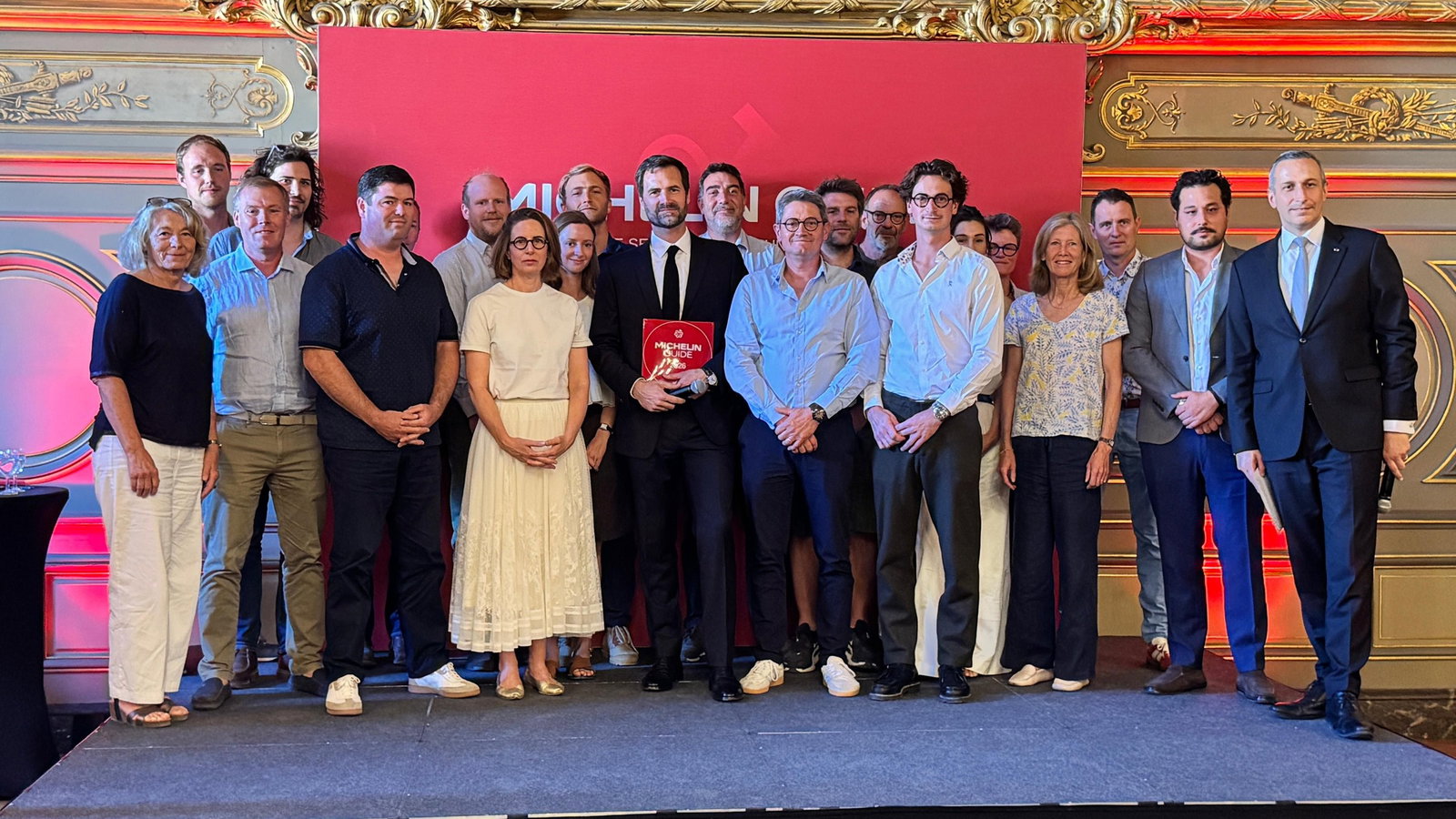 Winemakers on stage at the 2026 MICHELIN Grape Selection ceremony in Dijon — the recognition Arnoux-Lachaux asked to be removed from.