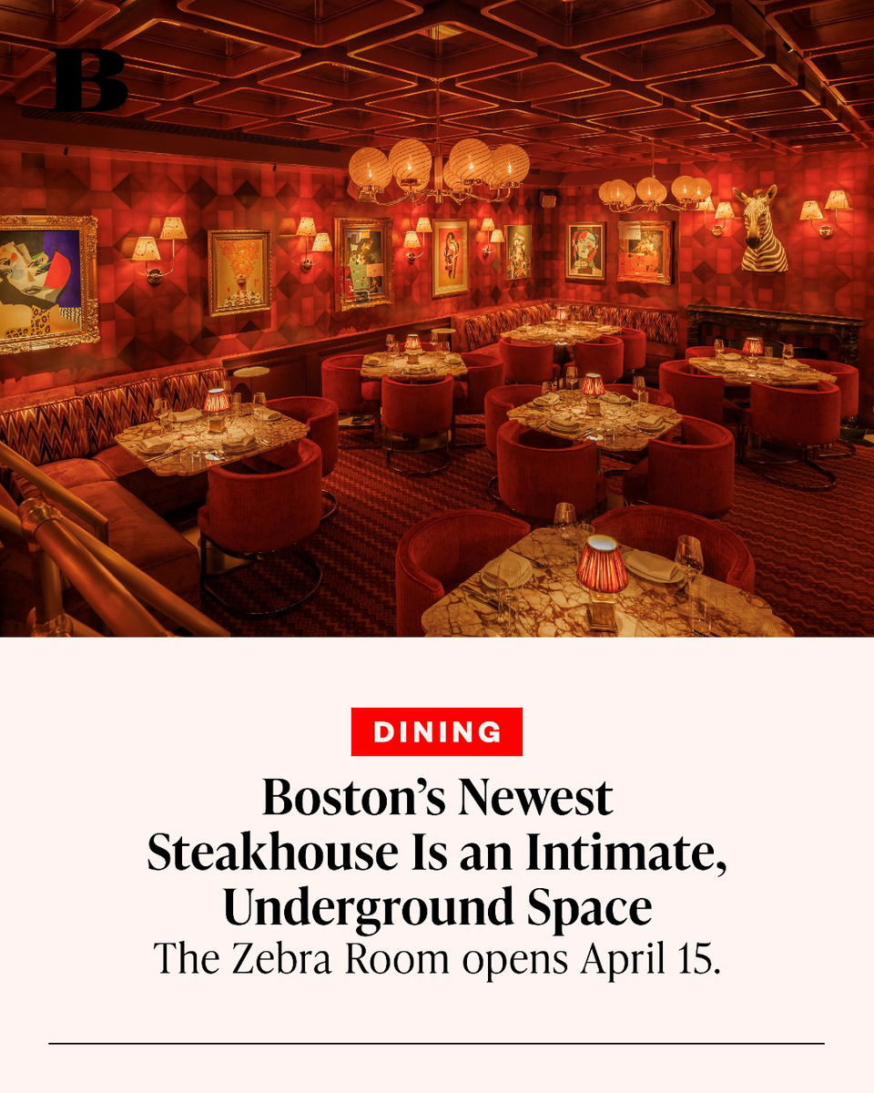The Zebra Room (Downtown Crossing) showcases a distinctive zebra head sculpture on its patterned wall.