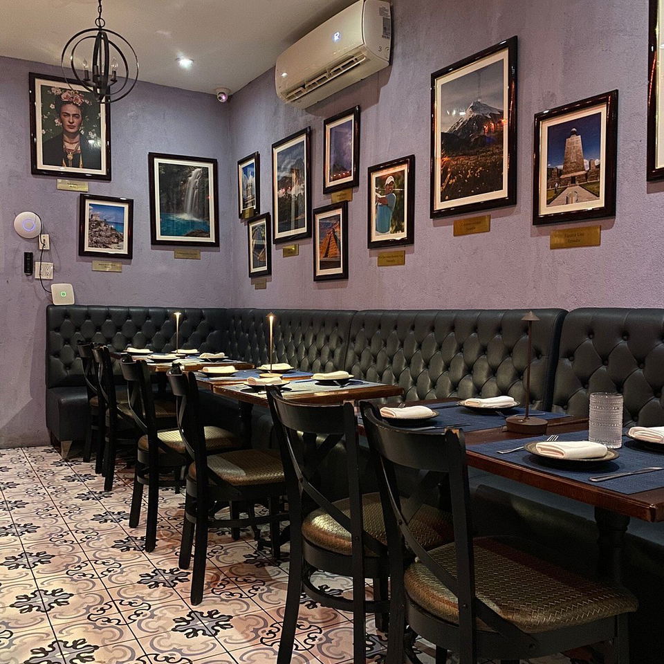 Buena Vista Restaurant and Bar (East Village) has distinctive lavender-colored walls.