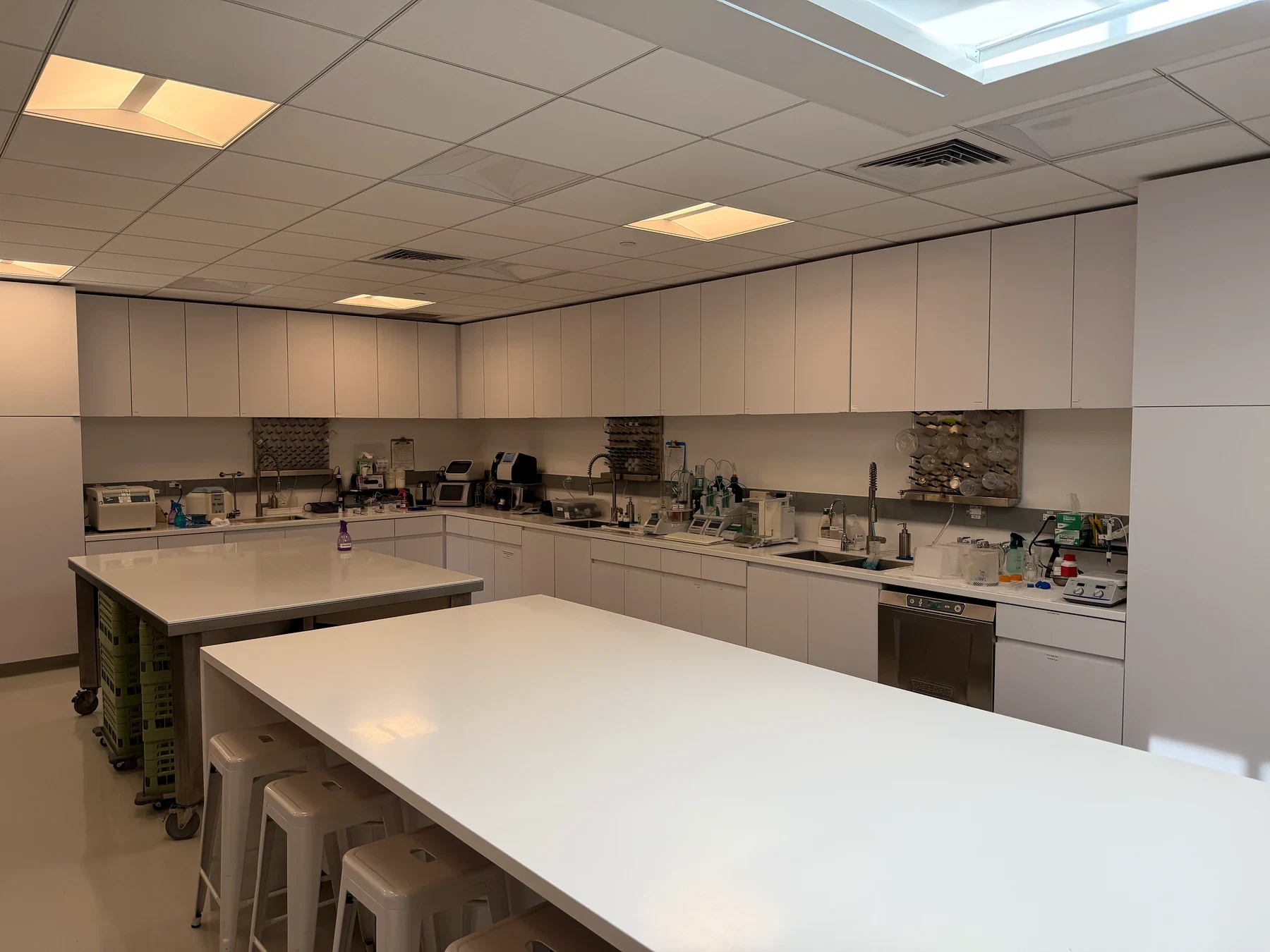Working wine laboratory with benches and analytical equipment at Opus One Winery