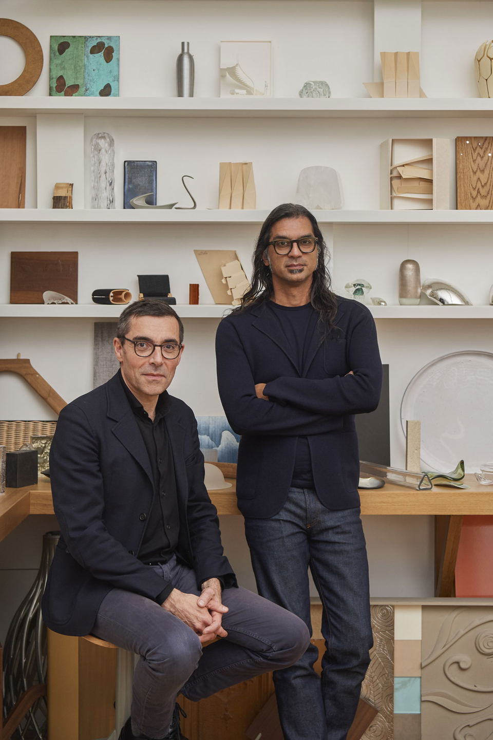 Patrick Jouin and Sanjit Manku, co-founders of Studio Jouin Manku, photographed in their studio by Adrien Dirand.