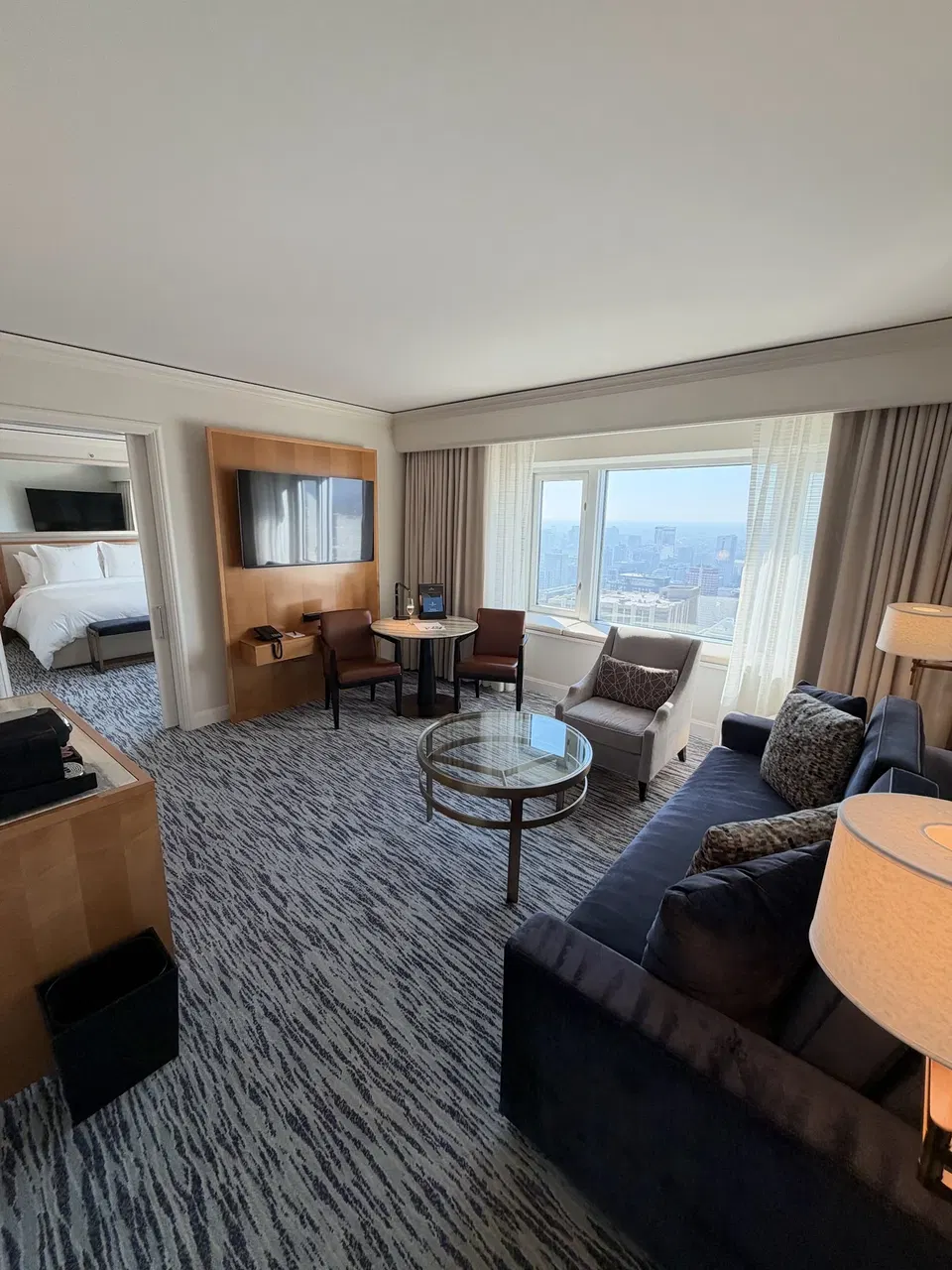 Living area and separate bedroom in our Four Seasons Chicago executive suite