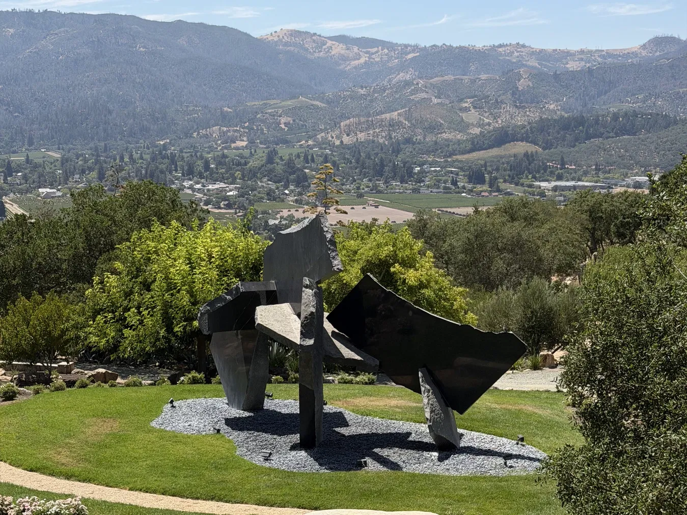 Richard Deutsch's monumental Seven Stones granite sculpture above Napa Valley