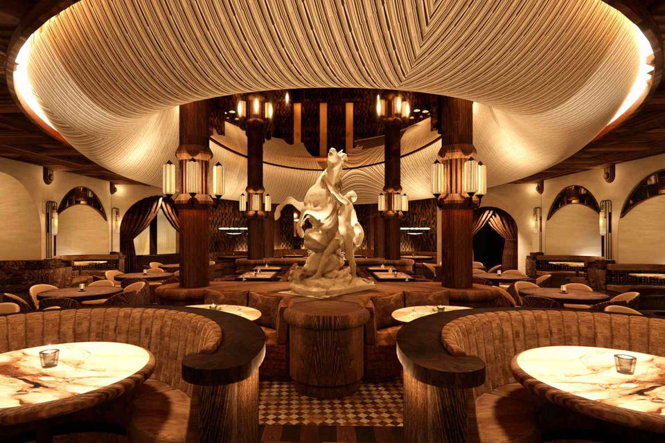 What’s Next for Summer 2026 Restaurant Openings boasts a dramatic, central horse statue.