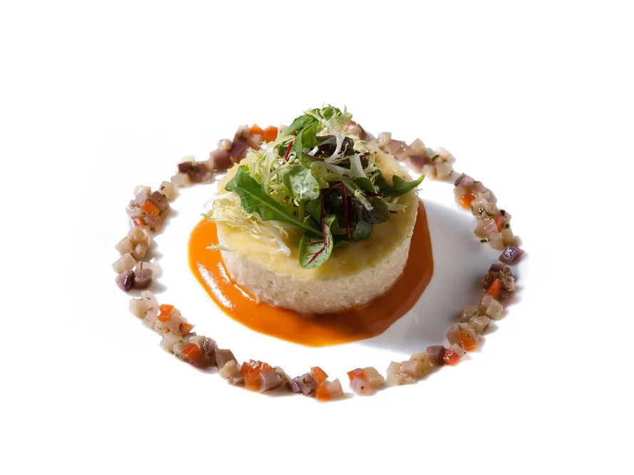 Acquerello's nine-course tasting menu features this elegantly plated fine-dining course.