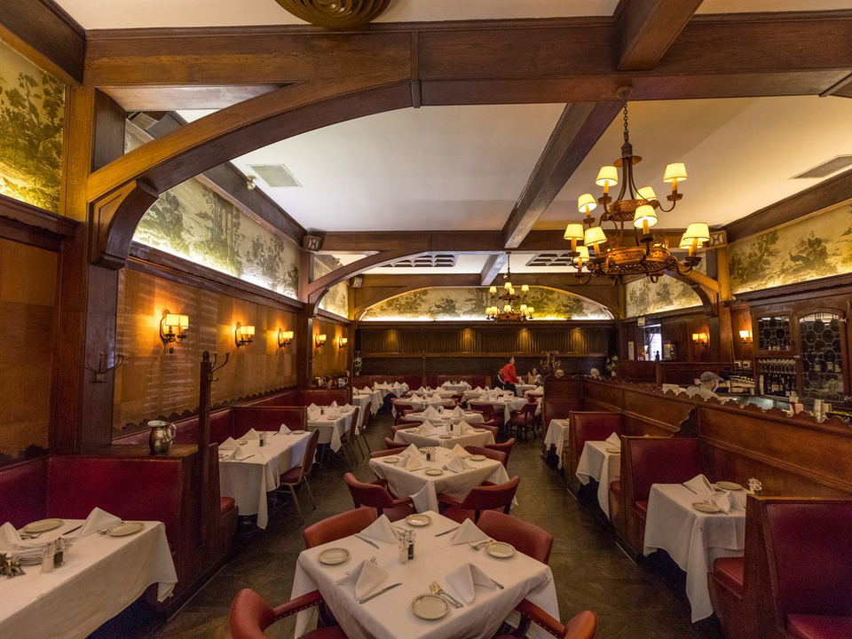 The dining room of Musso & Frank Grill in Hollywood, a timeless steakhouse in Los Angeles.
