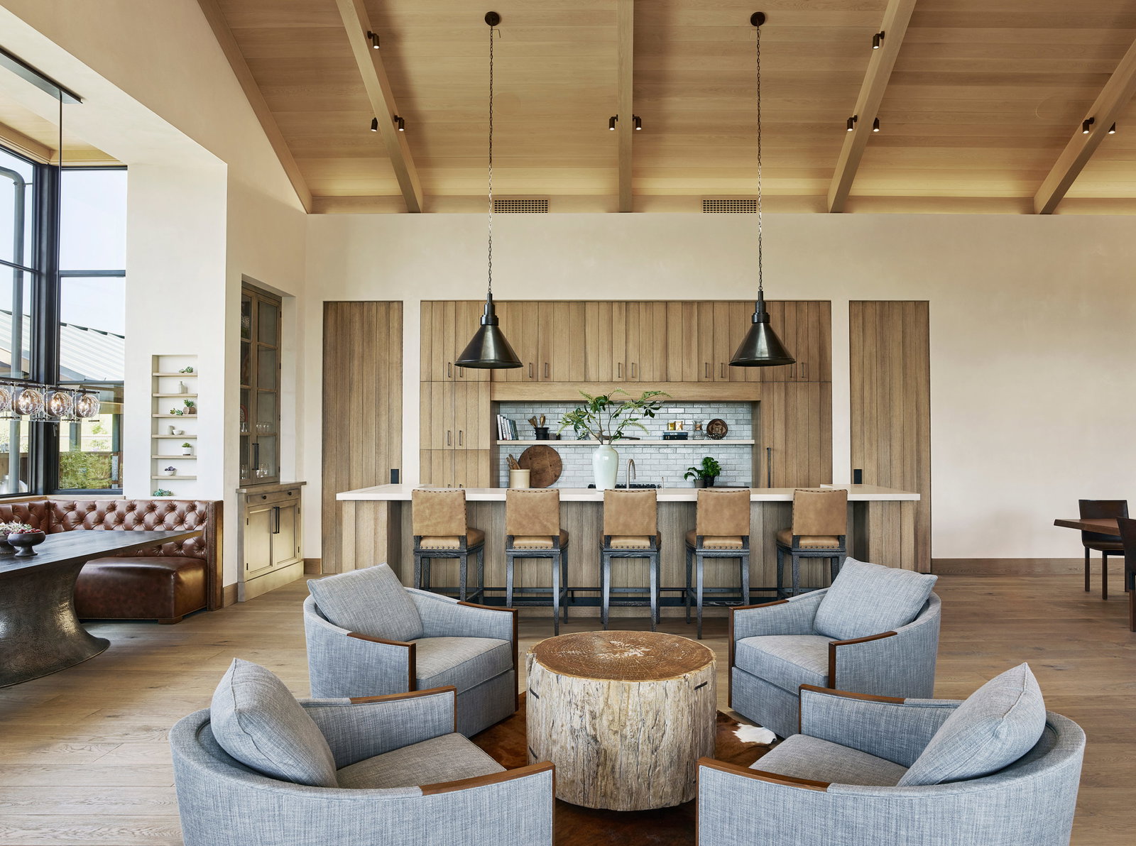 Napa Valley, its light wooden ceiling beams creating an airy, sophisticated ambiance.