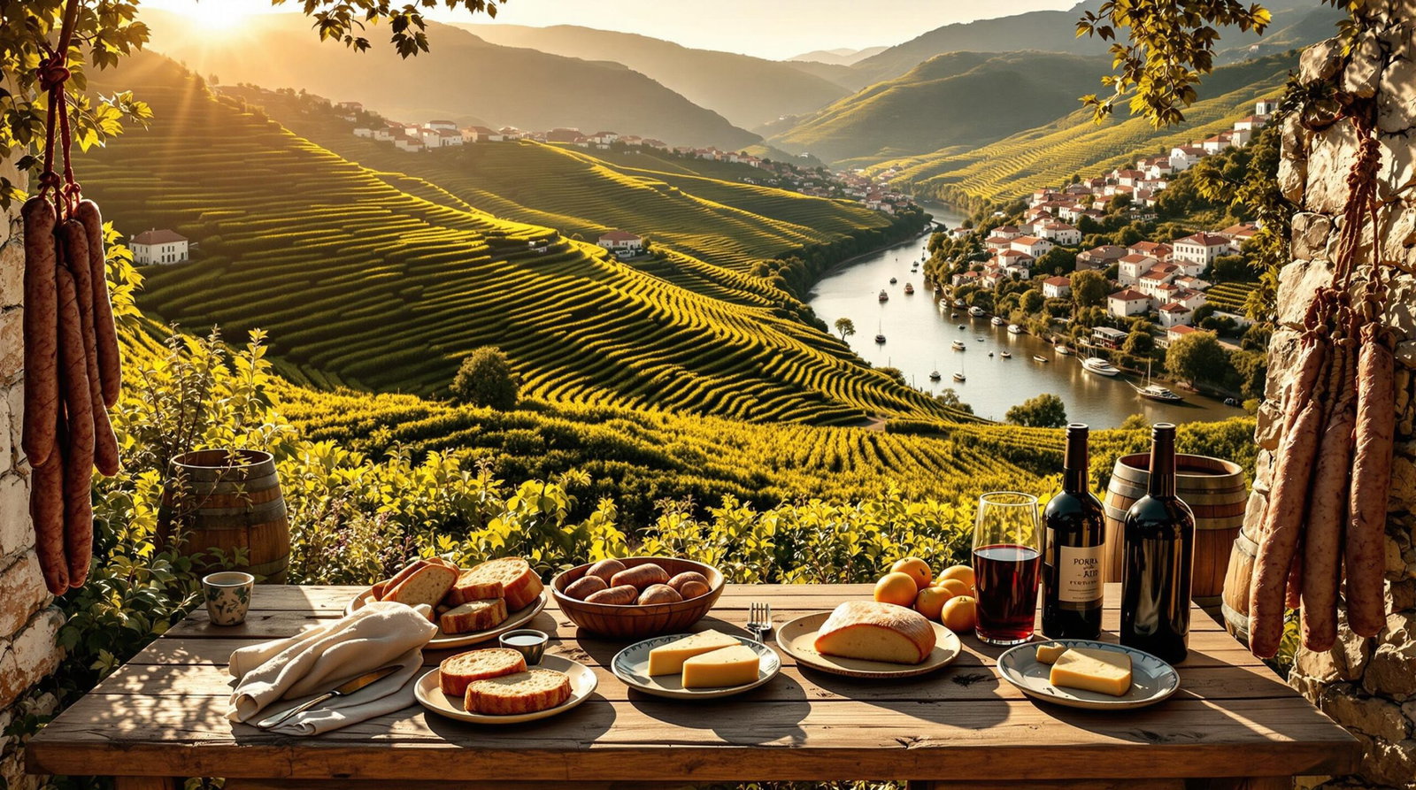 5. Douro Valley Wine Harvest Festival, Portugal, bathed in the warm glow of the setting sun.