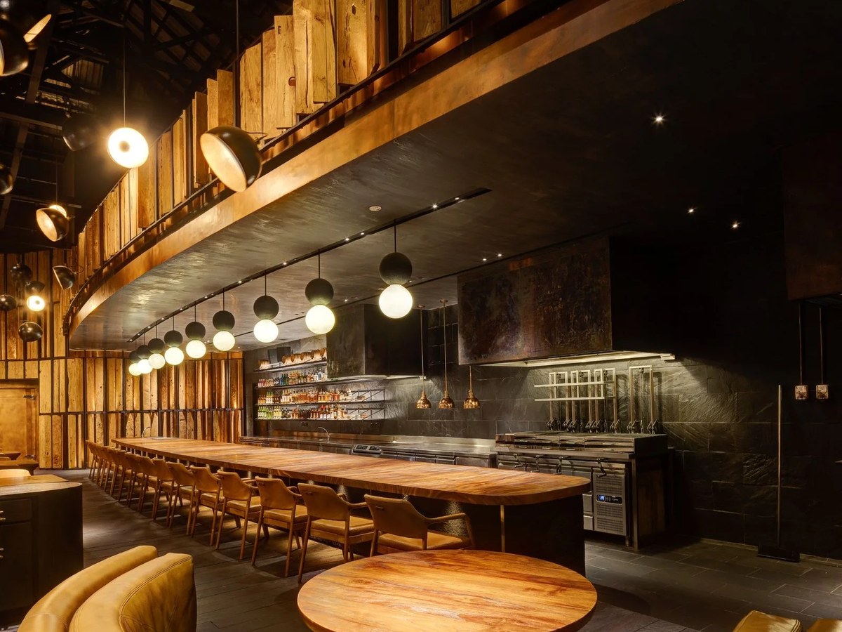 Burnt Ends' dramatic interior, where guests gather for Uncorked: Modern Australia's welcome party.