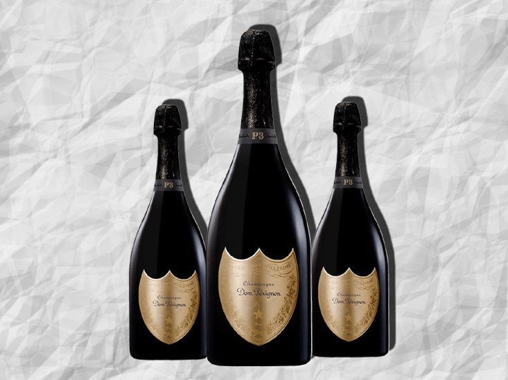 Three Dom Pérignon P3 Plénitude bottles.