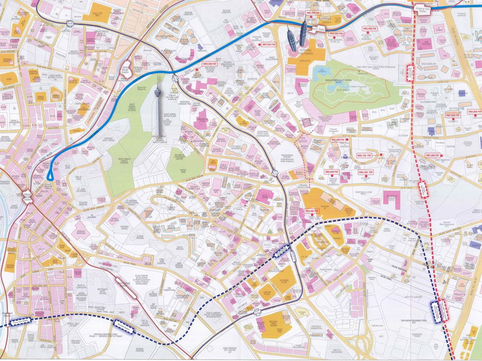 Map of Kuala Lumpur's Golden Triangle and KLCC district.