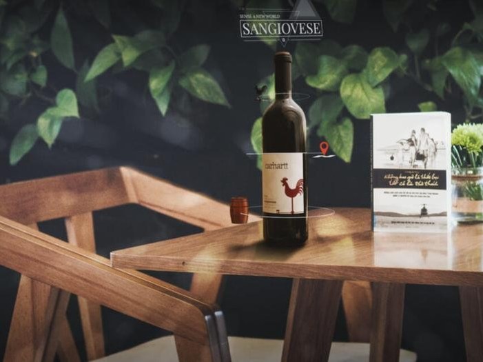 A bottle of Carhartt Sangiovese from Santa Barbara County.