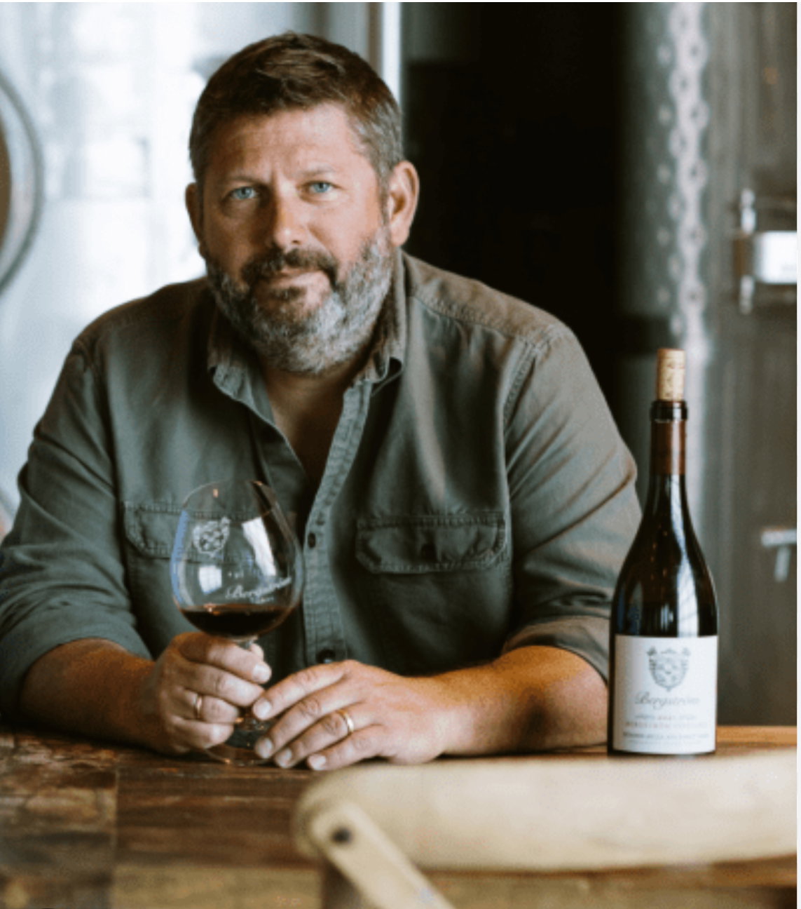 Josh Bergström at Bergström Winery, sharing a glass of their acclaimed wine.