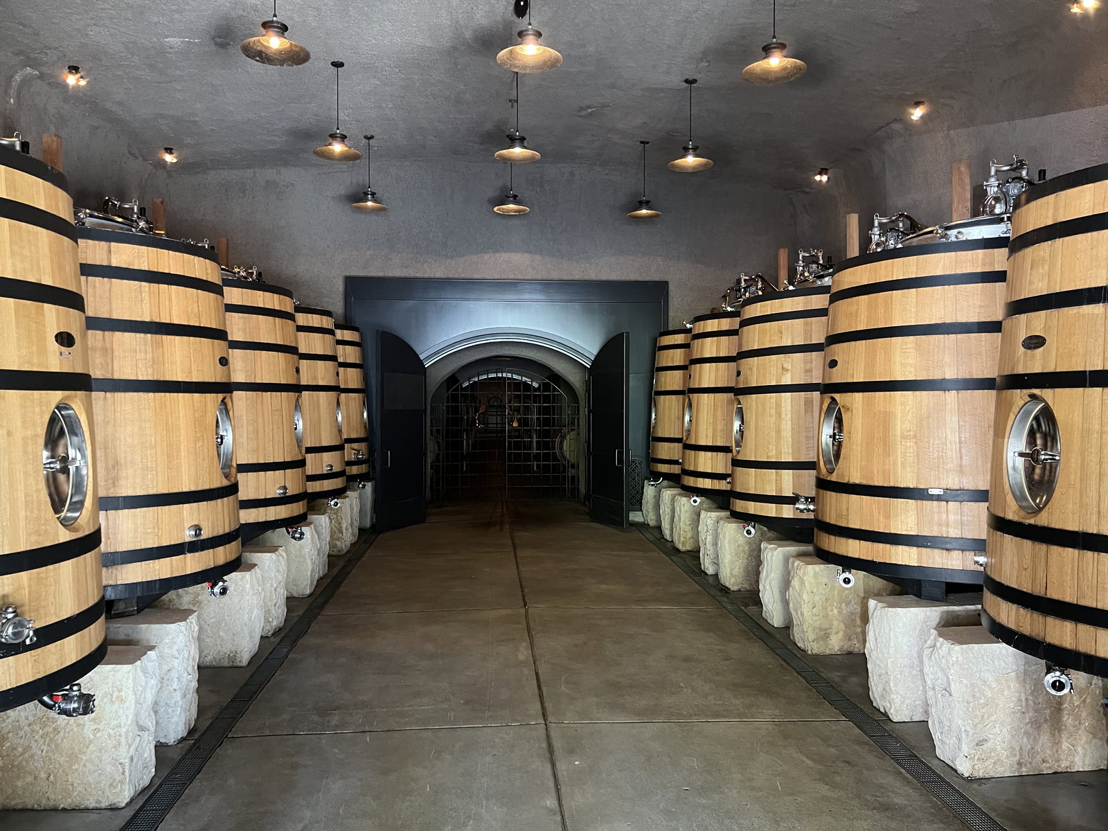 The inside of a wine production facility