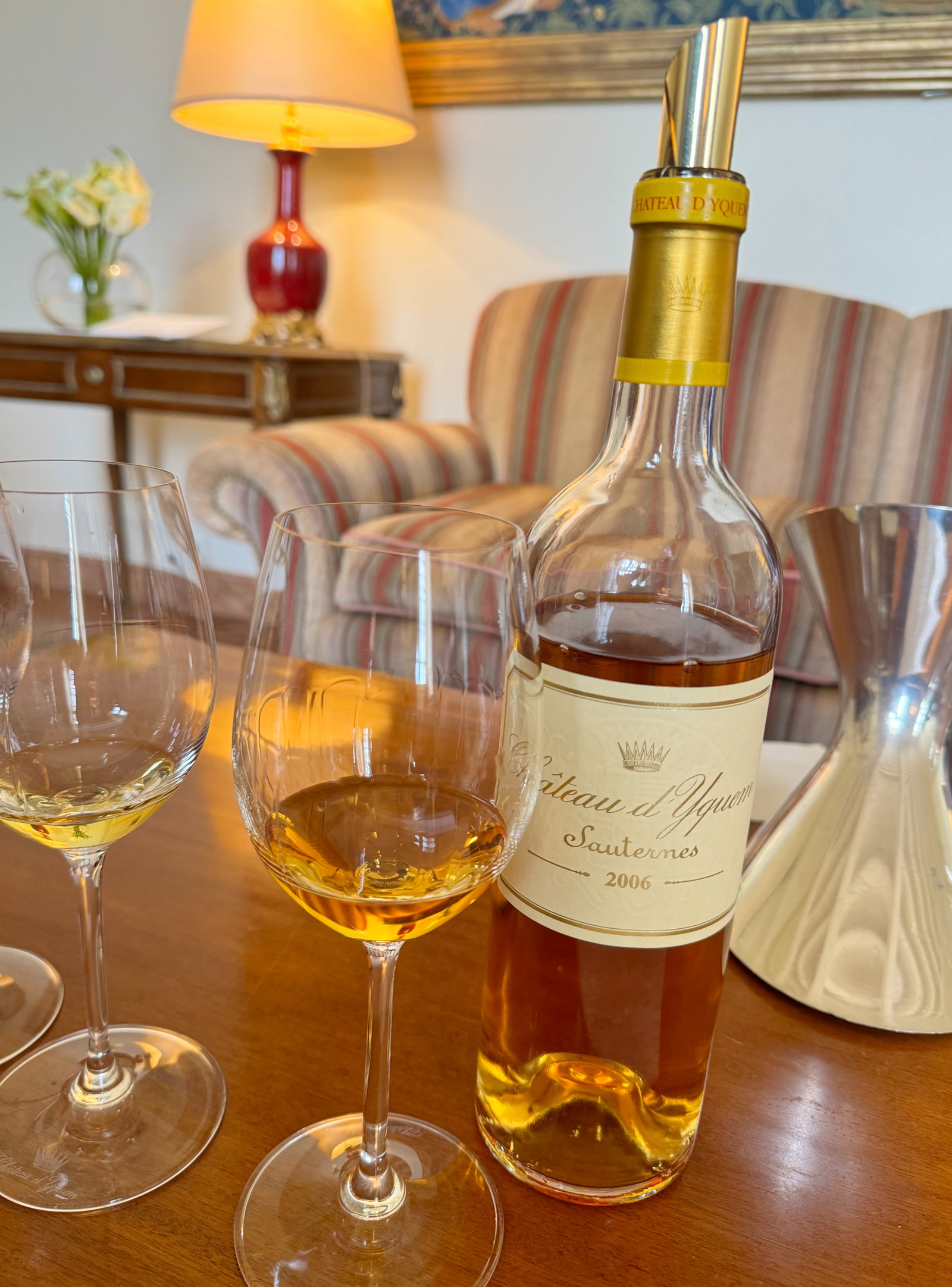 a wine bottle and glass